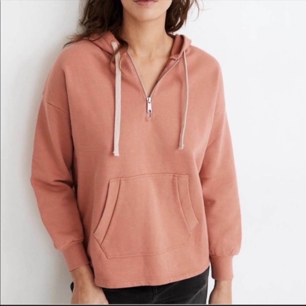 Madewell Quarter Zip Hoodie Sweatshirt